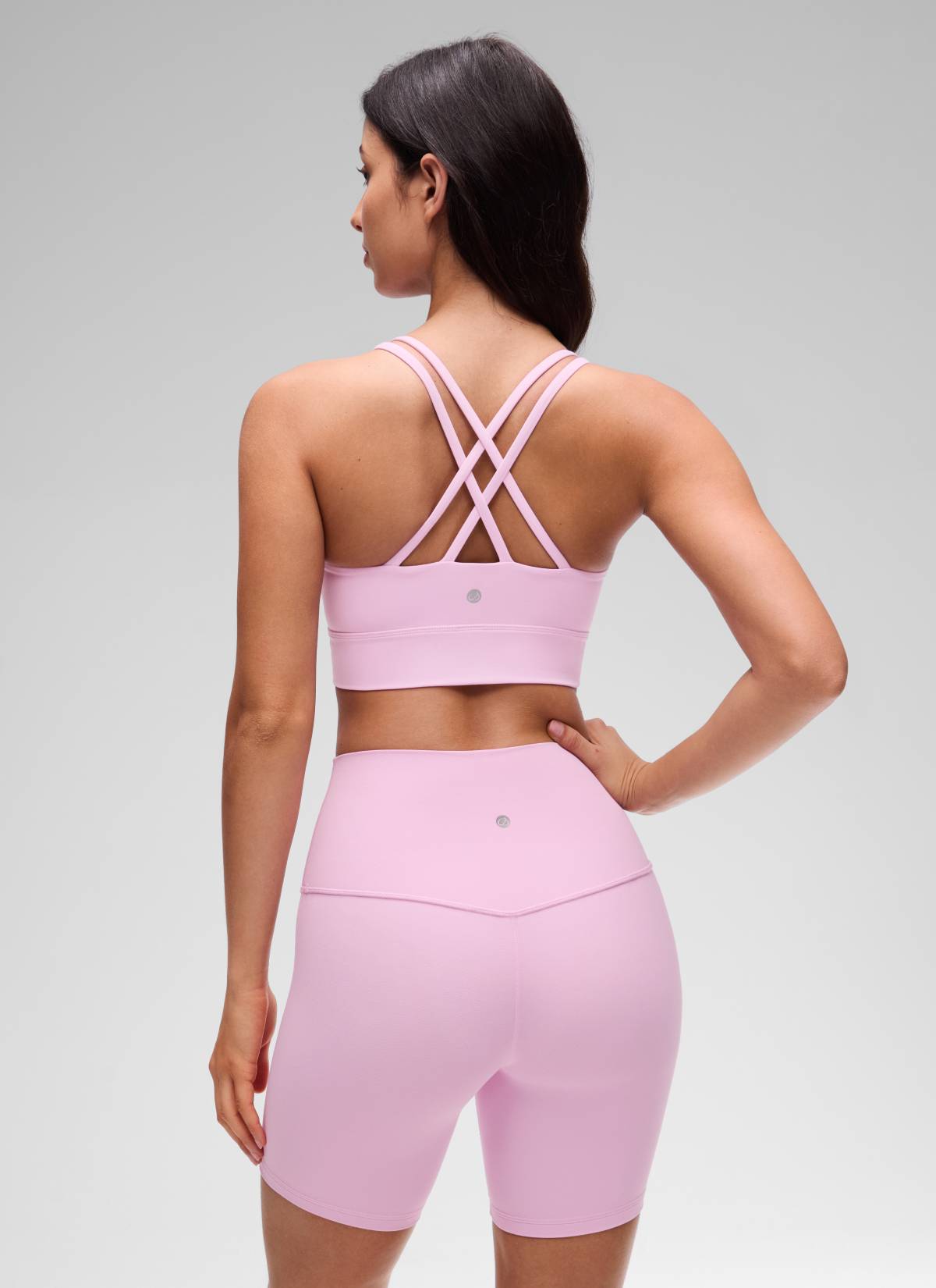 CRZ YOGA Pambabae Butterluxe Strappy Longline Criss Cross Molded Cup Bra Vita Pink