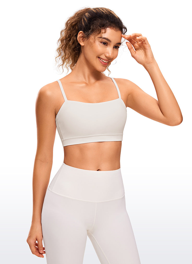 CRZ YOGA Pambabae Butterluxe Adjustable Spaghetti Thin Strap Sports Bra Puting Aprikot