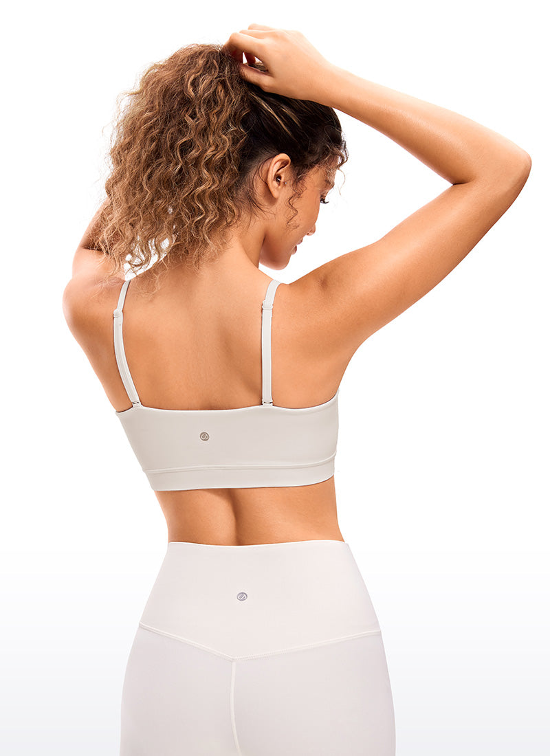 CRZ YOGA Pambabae Butterluxe Adjustable Spaghetti Thin Strap Sports Bra Puting Aprikot