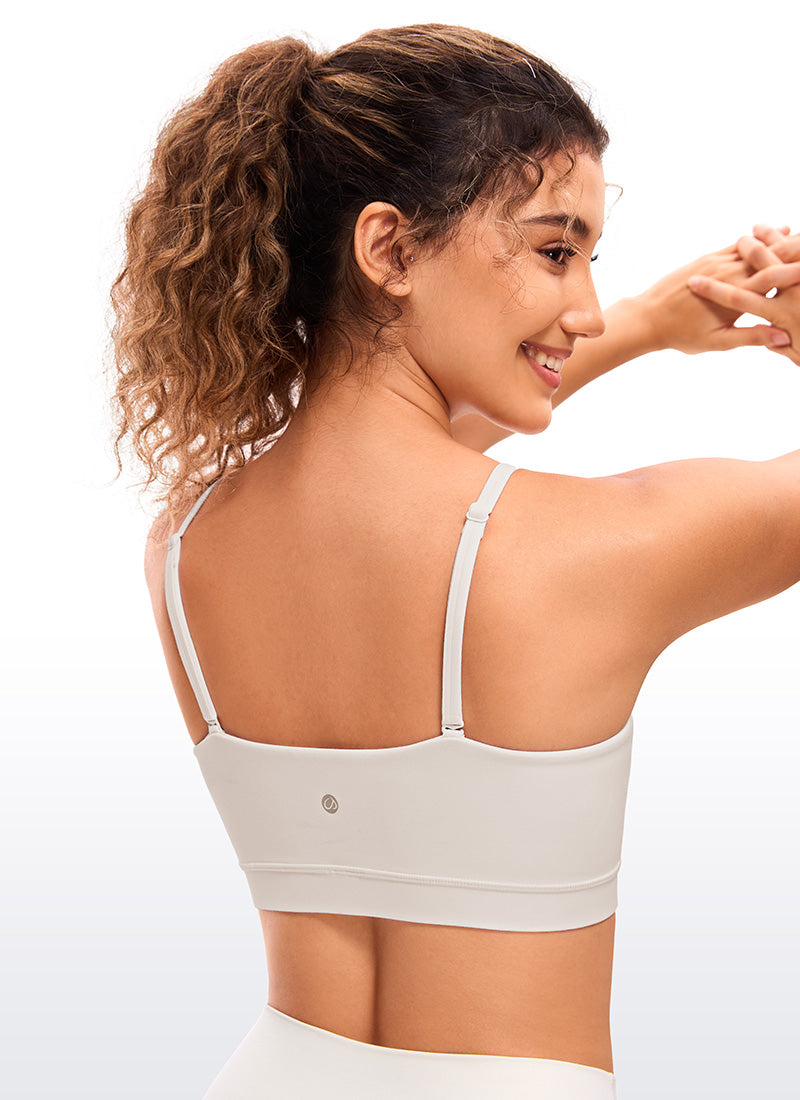 CRZ YOGA Pambabae Butterluxe Adjustable Spaghetti Thin Strap Sports Bra Puting Aprikot
