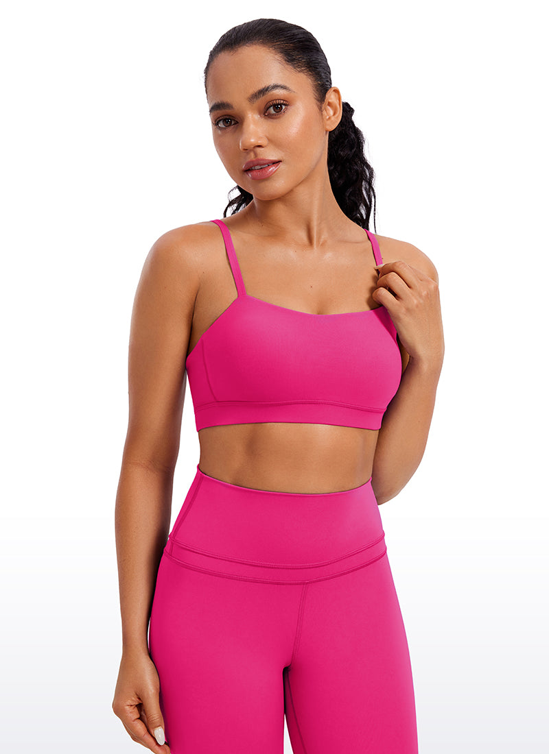 CRZ YOGA Pambabae Butterluxe Adjustable Spaghetti Thin Strap Sports Bra Granita Pink