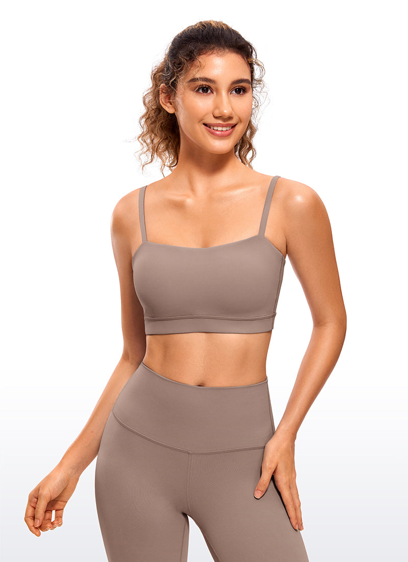 CRZ YOGA Pambabae Butterluxe Adjustable Spaghetti Thin Strap Sports Bra Kayumanggi Lila
