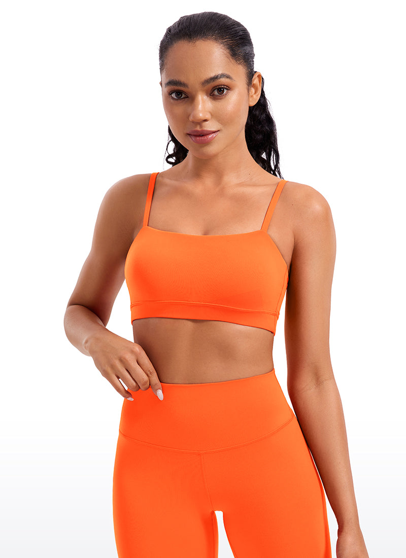 CRZ YOGA Pambabae Butterluxe Adjustable Spaghetti Thin Strap Sports Bra Neon Orange