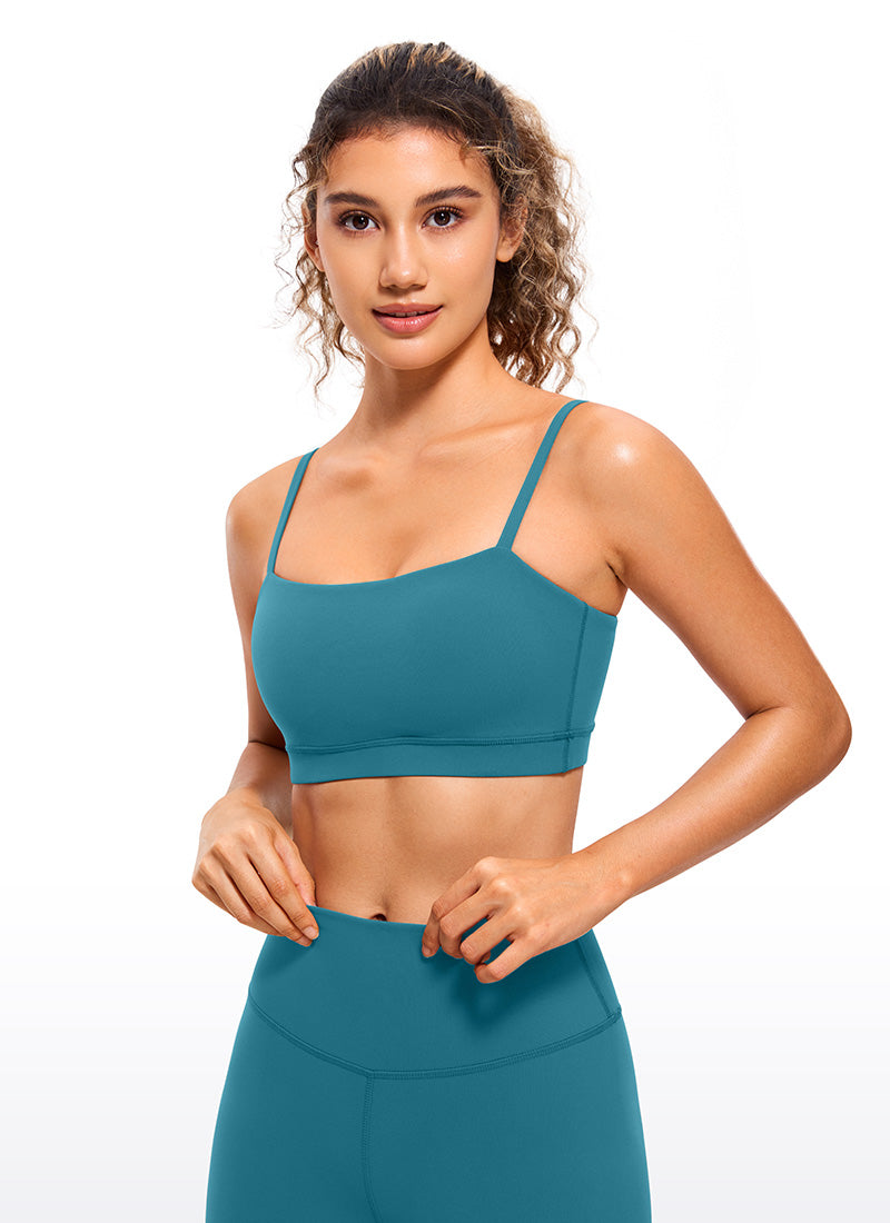 CRZ YOGA Pambabae Butterluxe Adjustable Spaghetti Thin Strap Sports Bra Borealis Green