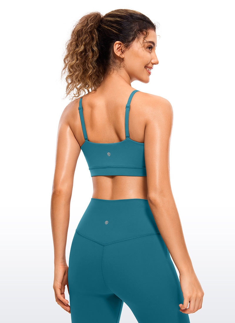 CRZ YOGA Pambabae Butterluxe Adjustable Spaghetti Thin Strap Sports Bra Borealis Green