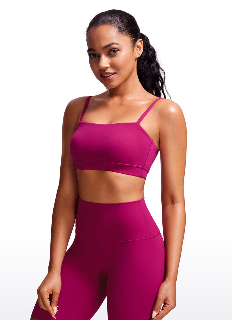 CRZ YOGA Pambabae Butterluxe Adjustable Spaghetti Thin Strap Sports Bra Magenta Purple