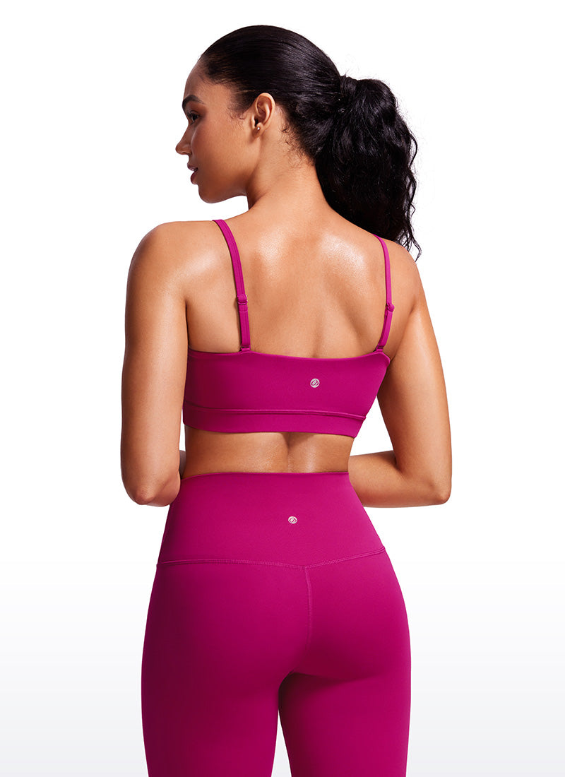 CRZ YOGA Pambabae Butterluxe Adjustable Spaghetti Thin Strap Sports Bra Magenta Purple