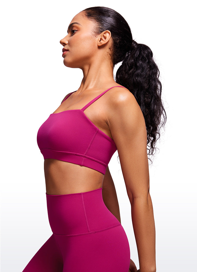 CRZ YOGA Pambabae Butterluxe Adjustable Spaghetti Thin Strap Sports Bra Magenta Purple
