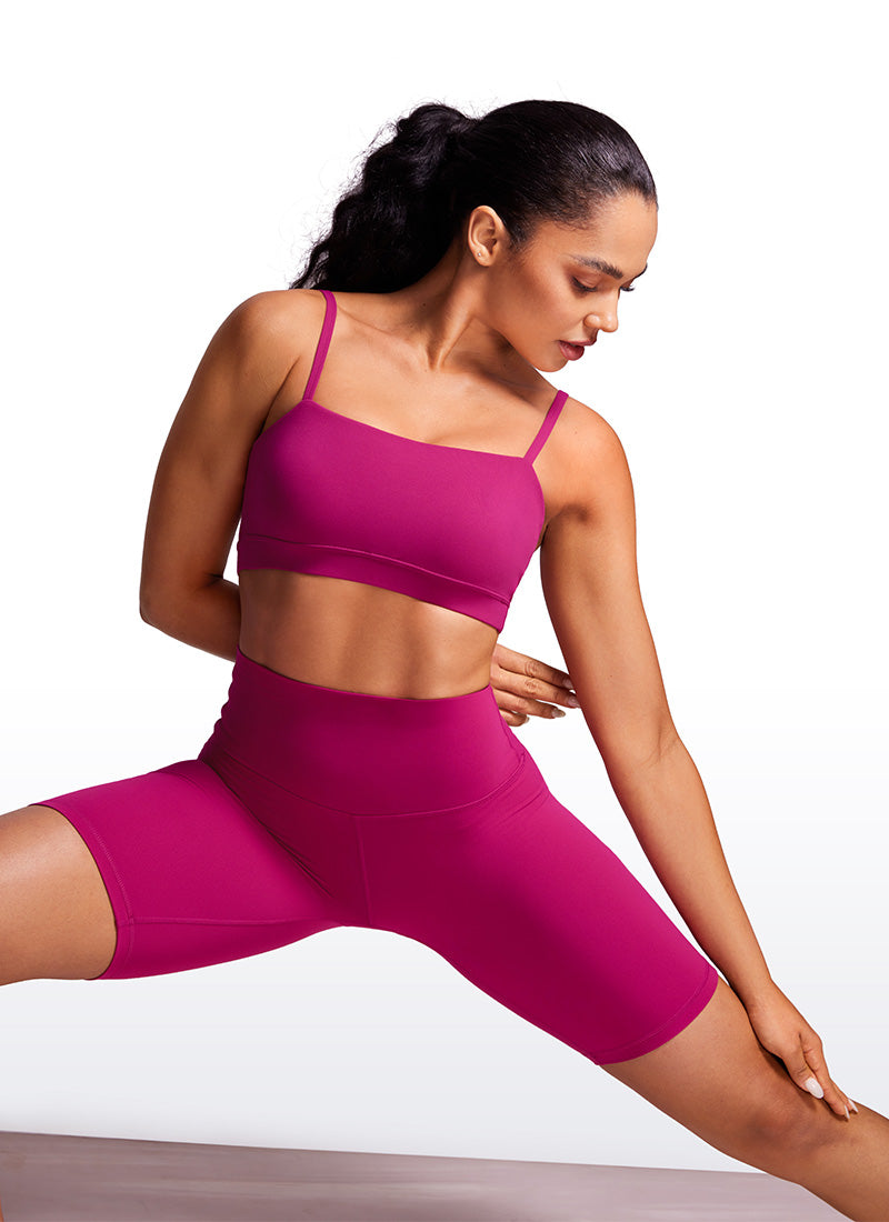 CRZ YOGA Pambabae Butterluxe Adjustable Spaghetti Thin Strap Sports Bra Magenta Purple