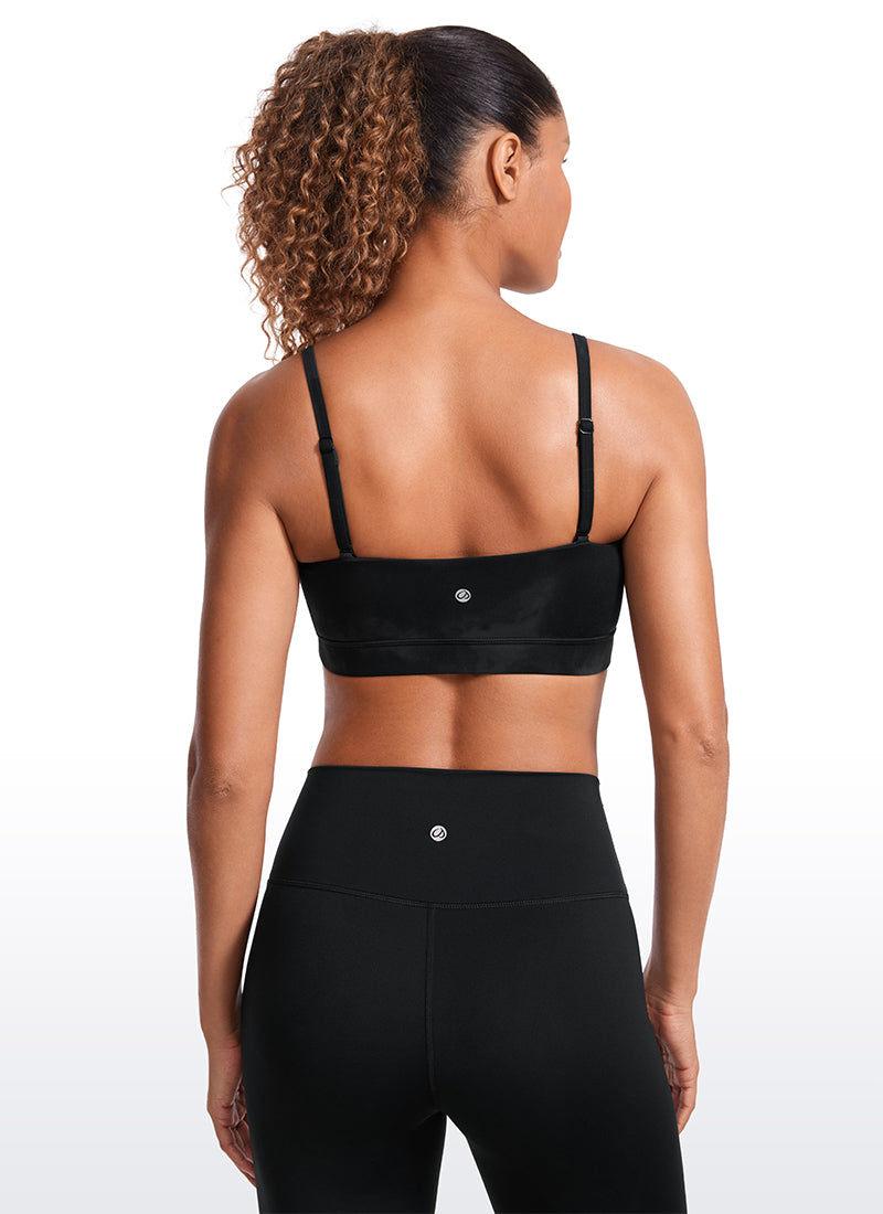 CRZ YOGA Pambabae Butterluxe Adjustable Spaghetti Thin Strap Sports Bra Black Tie Dye Flowers