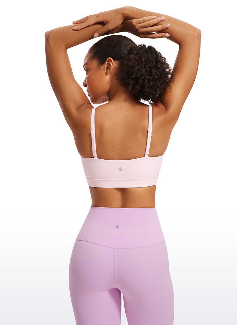 CRZ YOGA Pambabae Butterluxe Adjustable Spaghetti Thin Strap Sports Bra Strawberry Pink