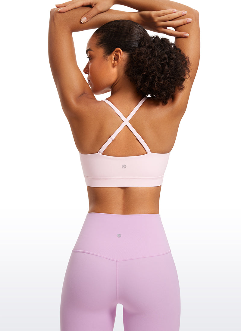 CRZ YOGA Pambabae Butterluxe Adjustable Spaghetti Thin Strap Sports Bra Strawberry Pink