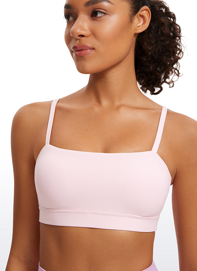 CRZ YOGA Pambabae Butterluxe Adjustable Spaghetti Thin Strap Sports Bra Strawberry Pink