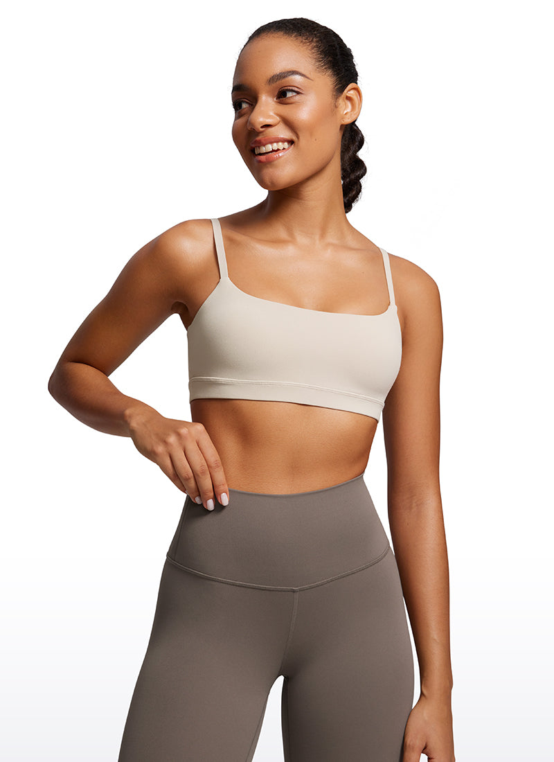 CRZ YOGA Pambabae Butterluxe Adjustable Spaghetti Strap Scoop Neck Bra Mojave Tan
