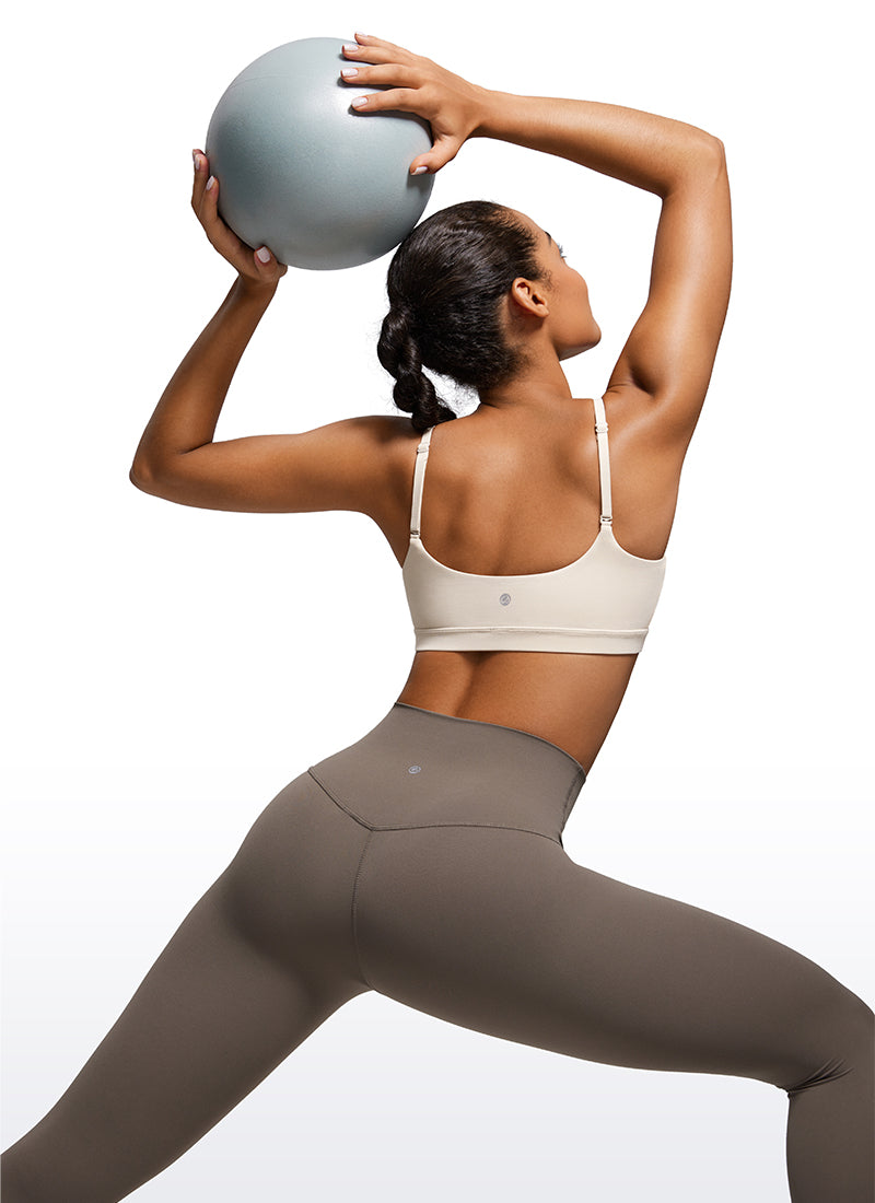 CRZ YOGA Pambabae Butterluxe Adjustable Spaghetti Strap Scoop Neck Bra Mojave Tan