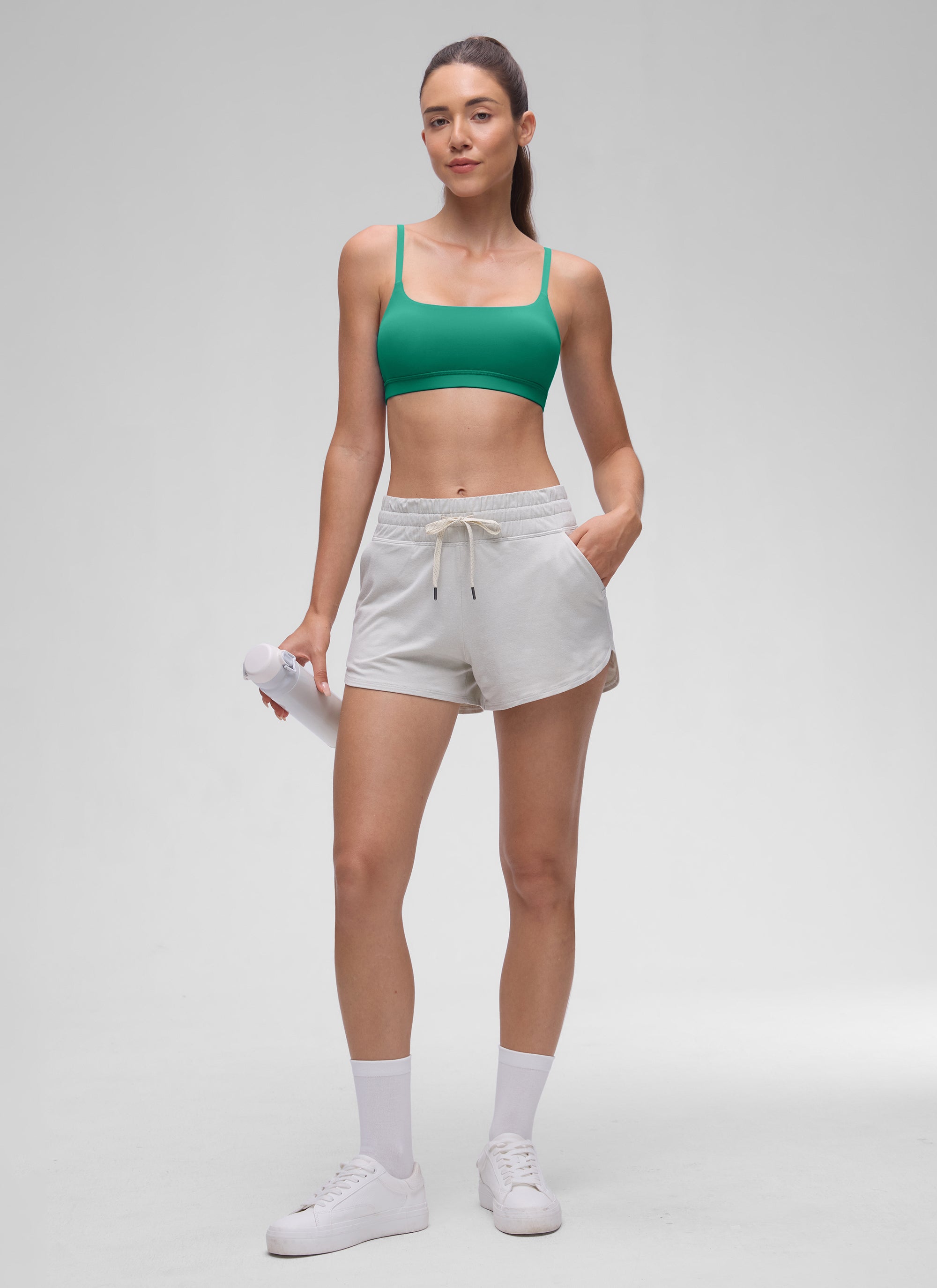 CRZ YOGA Womens Butterluxe Adjustable Spaghetti Strap Scoop Neck Bra Cascadia Green