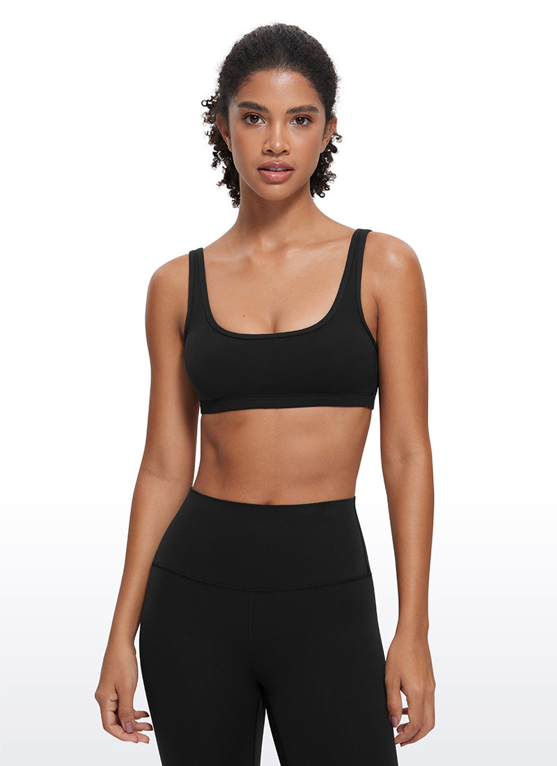 CRZ YOGA Babae Butterluxe Scoop Neck Cami Padded Mini Bra Itim