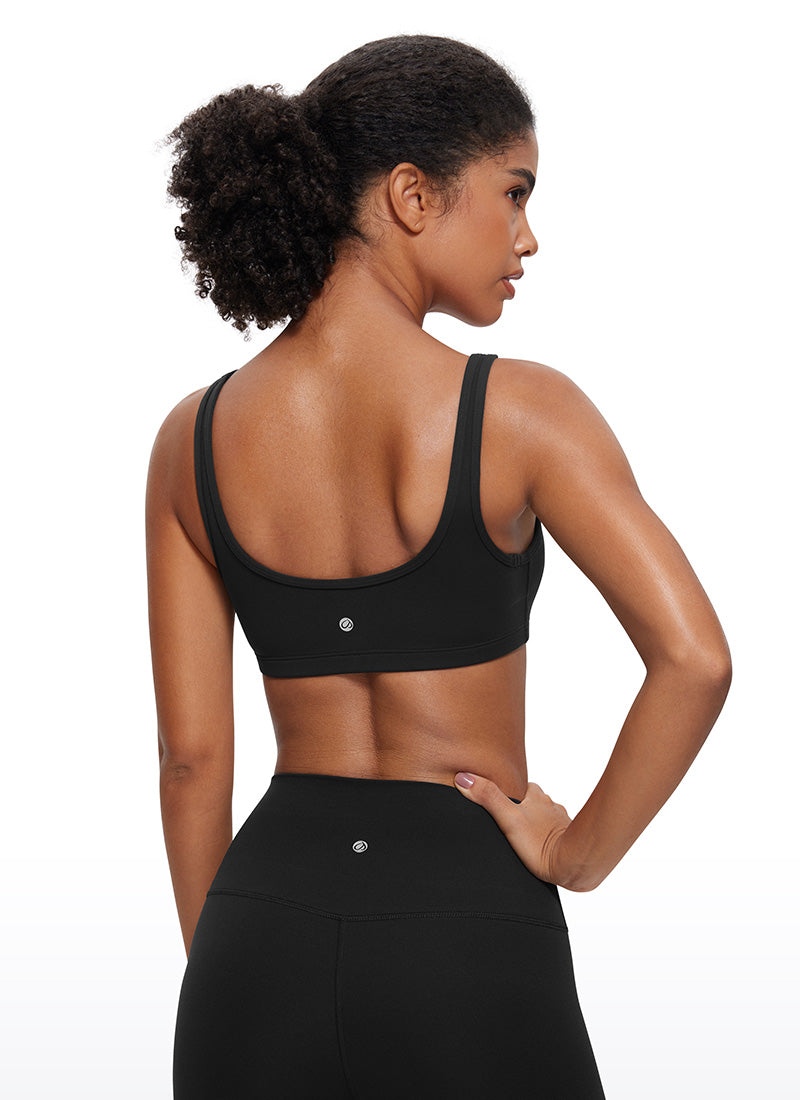 CRZ YOGA Babae Butterluxe Scoop Neck Cami Padded Mini Bra Itim