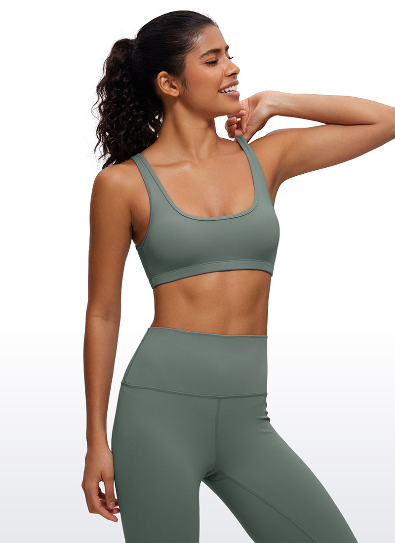 CRZ YOGA Babae Butterluxe Scoop Neck Cami Padded Mini Bra Grey Sage