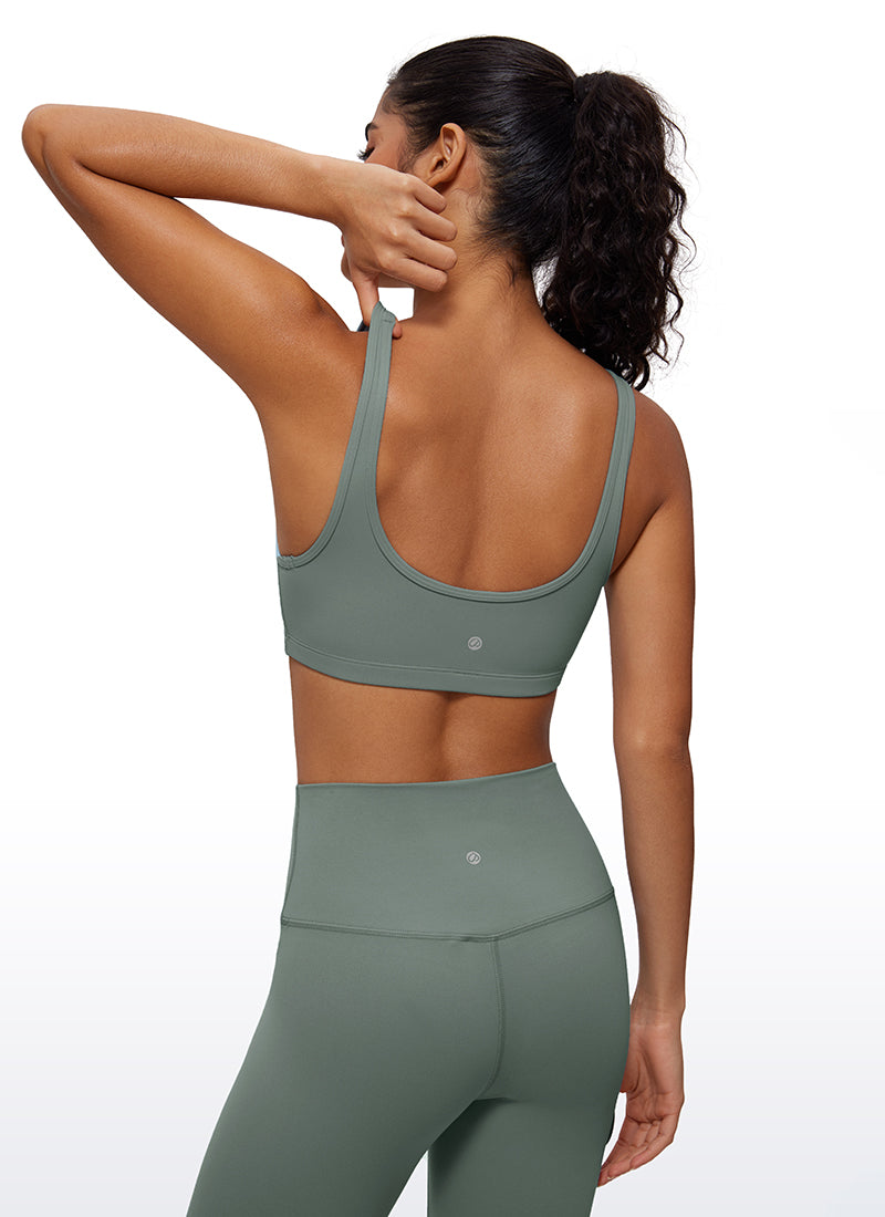 CRZ YOGA Babae Butterluxe Scoop Neck Cami Padded Mini Bra Grey Sage