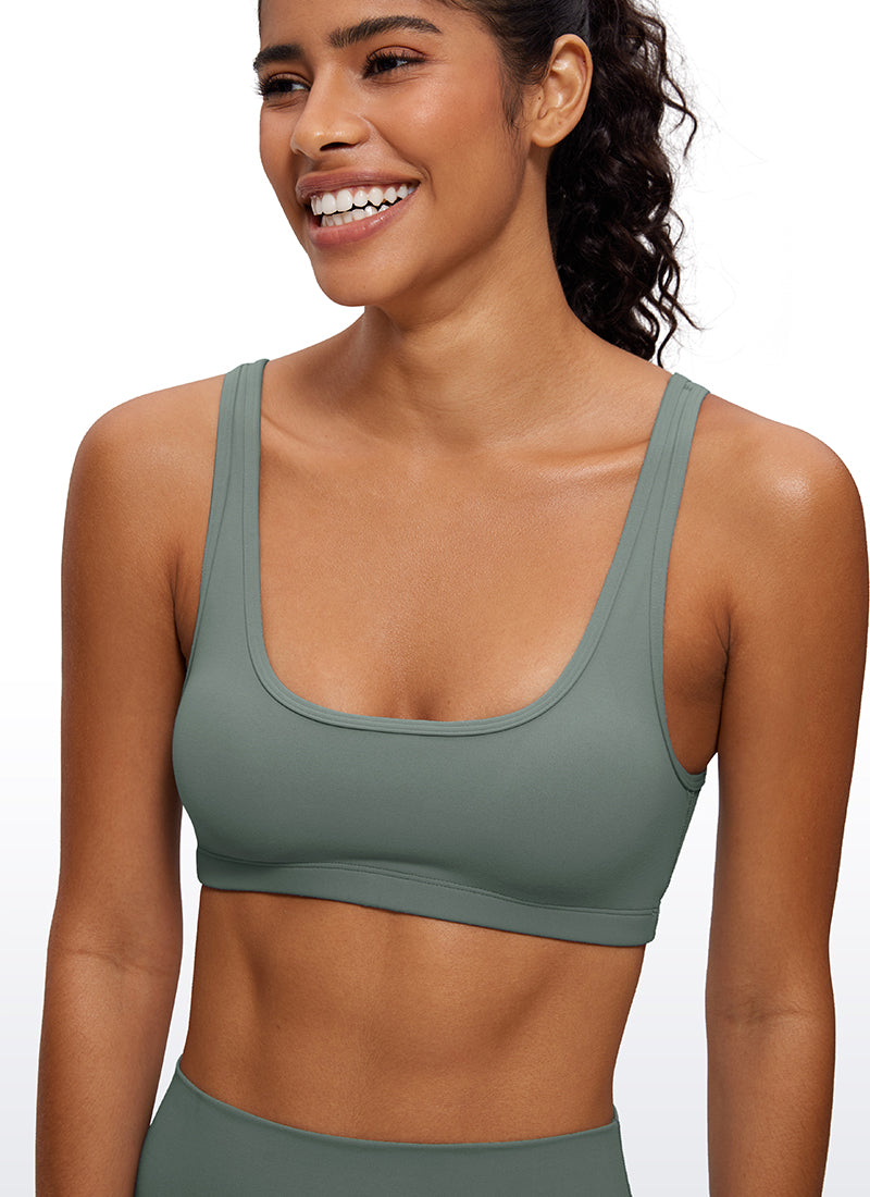 CRZ YOGA Babae Butterluxe Scoop Neck Cami Padded Mini Bra Grey Sage
