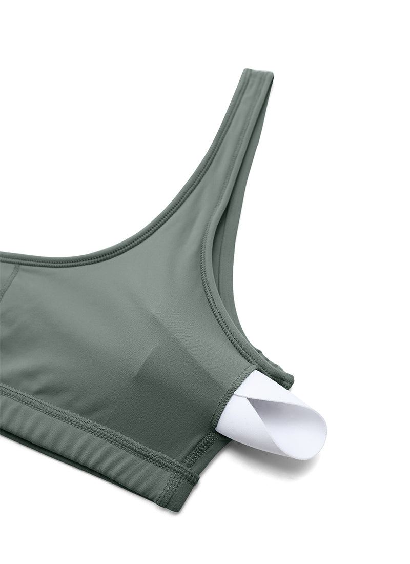 CRZ YOGA Babae Butterluxe Scoop Neck Cami Padded Mini Bra Grey Sage