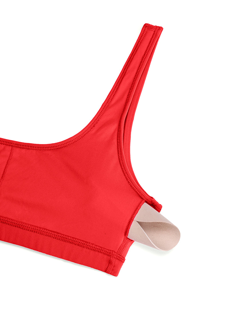 CRZ YOGA Pambabaeng Butterluxe Scoop Neck Cami Padded Mini Bra Deep Red
