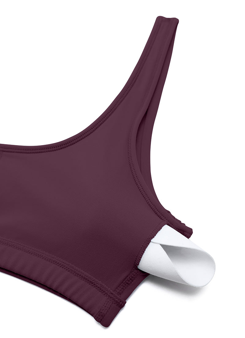 CRZ YOGA Babae Butterluxe Scoop Neck Cami Padded Mini Bra Deep Purple