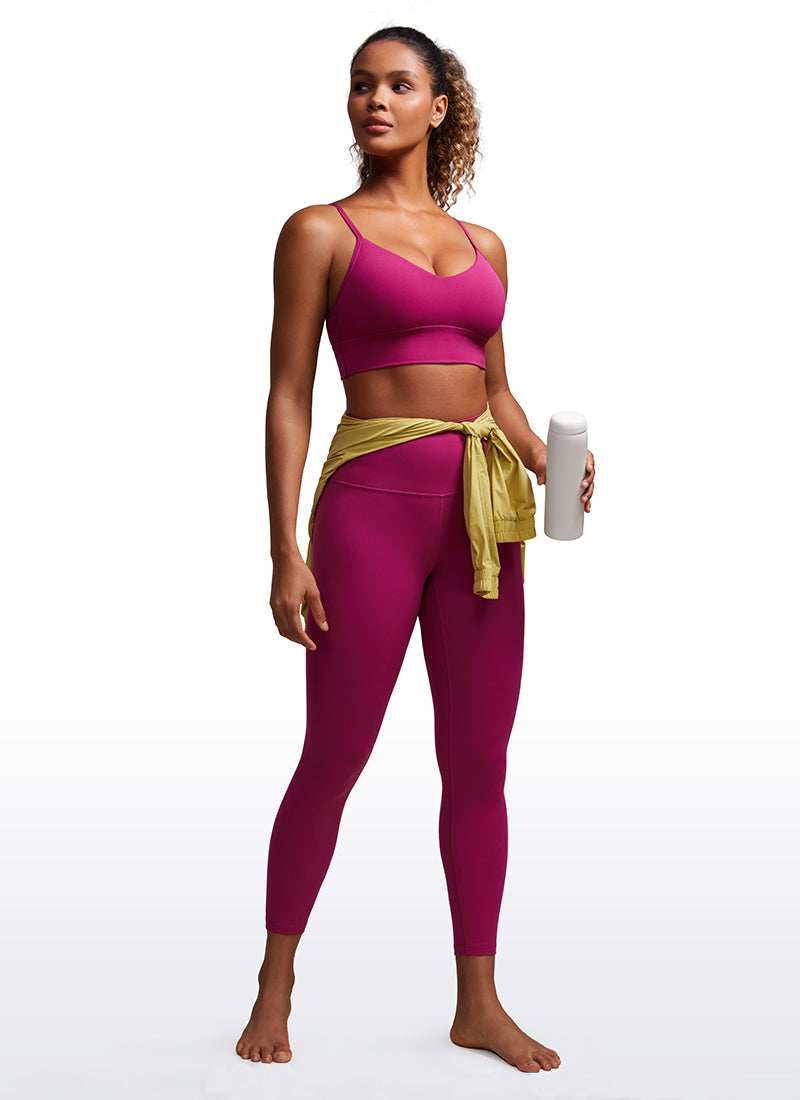 CRZ YOGA Butterluxe Pambabaeng V Neck Longline Camisole Workout Sports Bra Magenta Purple