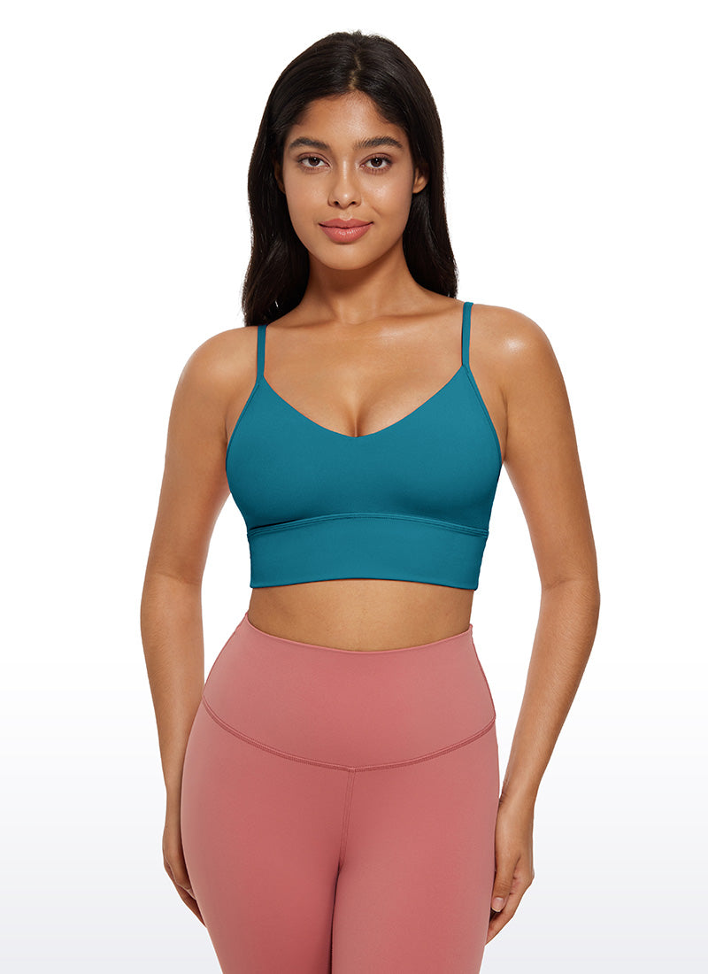 CRZ YOGA Butterluxe Pambabaeng V Neck Longline Camisole Workout Sports Bra Borealis Green