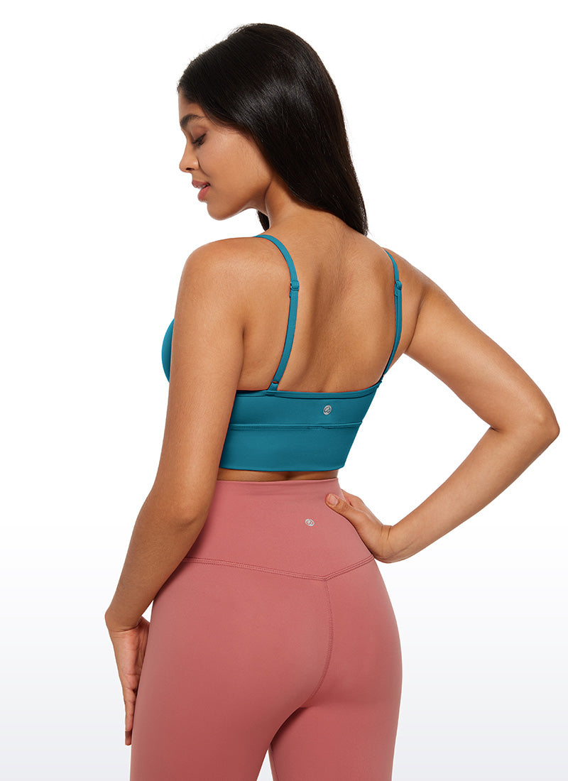 CRZ YOGA Butterluxe Pambabaeng V Neck Longline Camisole Workout Sports Bra Borealis Green