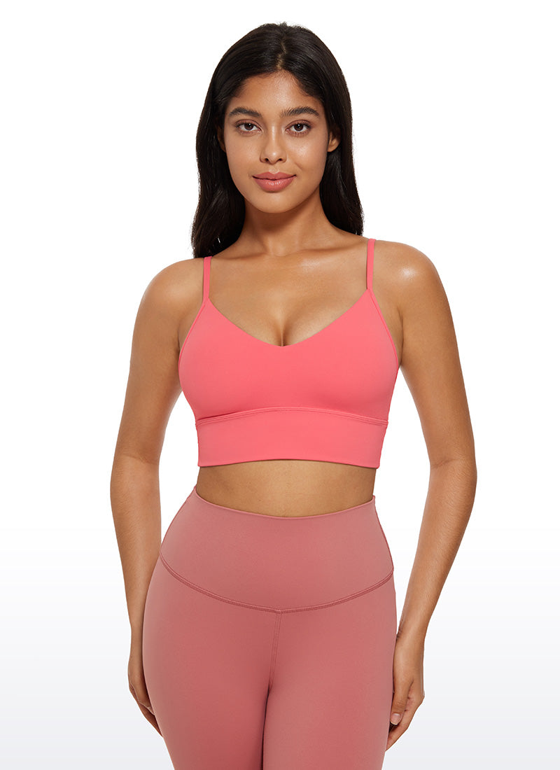 CRZ YOGA Butterluxe Pambabaeng V Neck Longline Camisole Workout Sports Bra Raspberry Sorbet