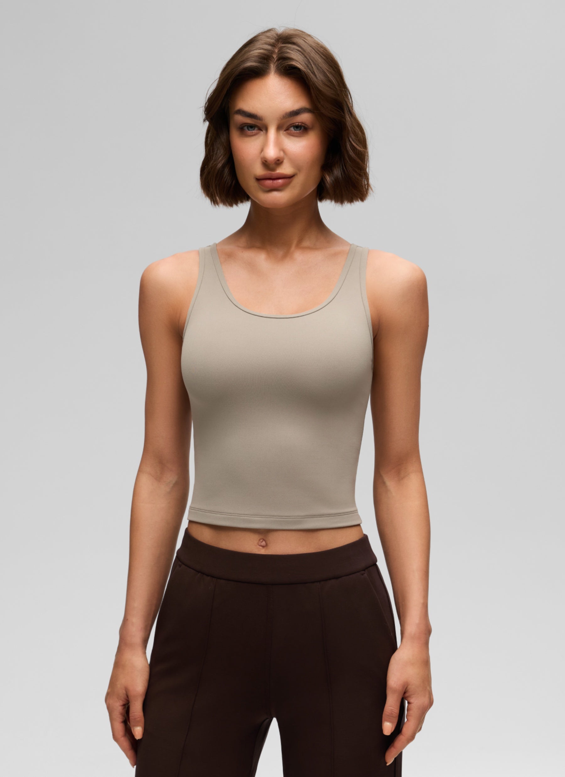 CRZ YOGA Women's Yoga Butterluxe Tight Fit Tank Tops Racerback Warm Ash Grey