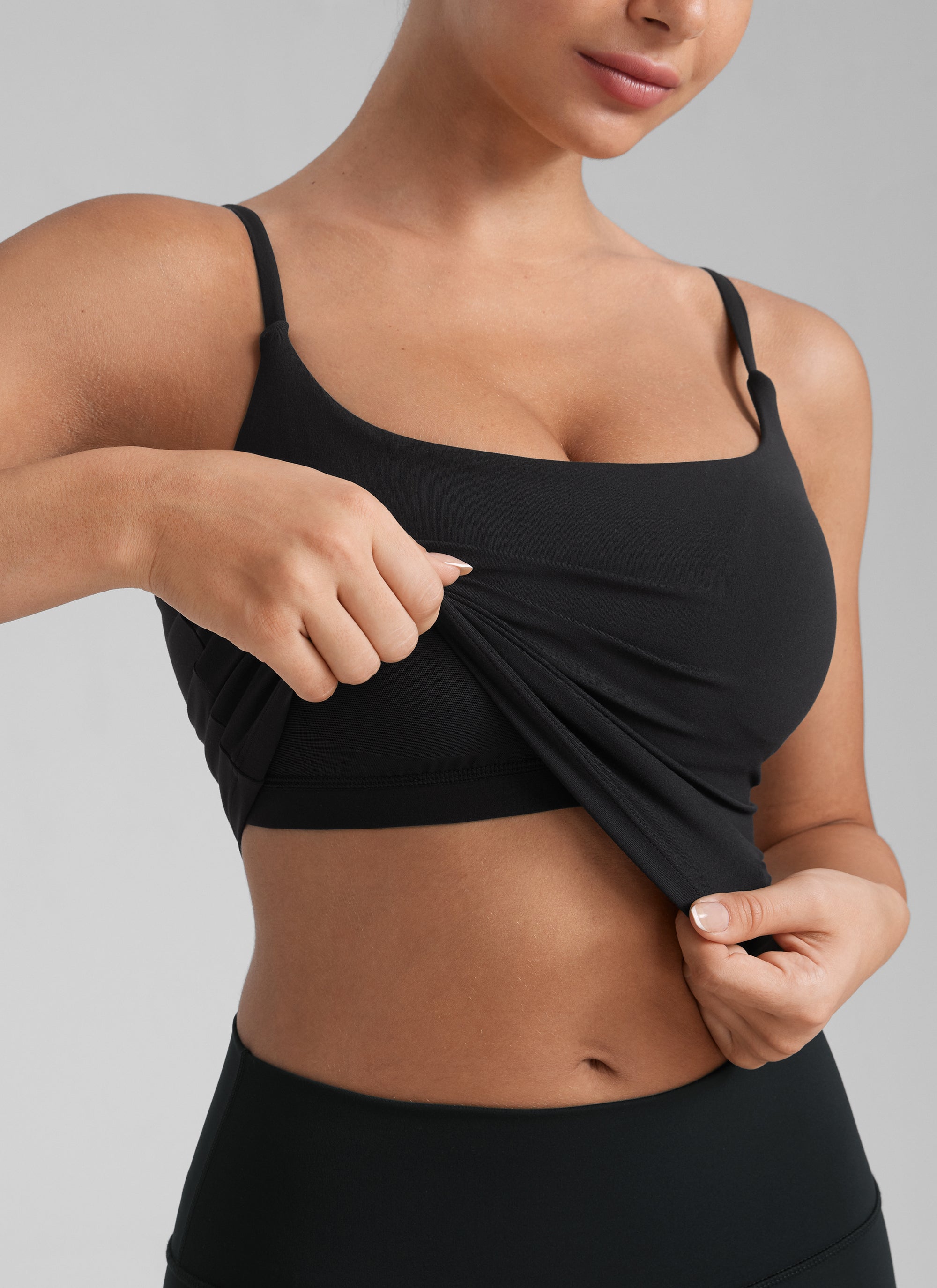 CRZ YOGA Pambabae Butterlift Scoop Neck U Back Yoga Longline Sports Bra Itim