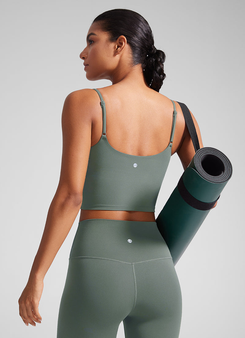 CRZ YOGA Pambabae Butterlift Scoop Neck U Back Yoga Longline Sports Bra Grey Sage