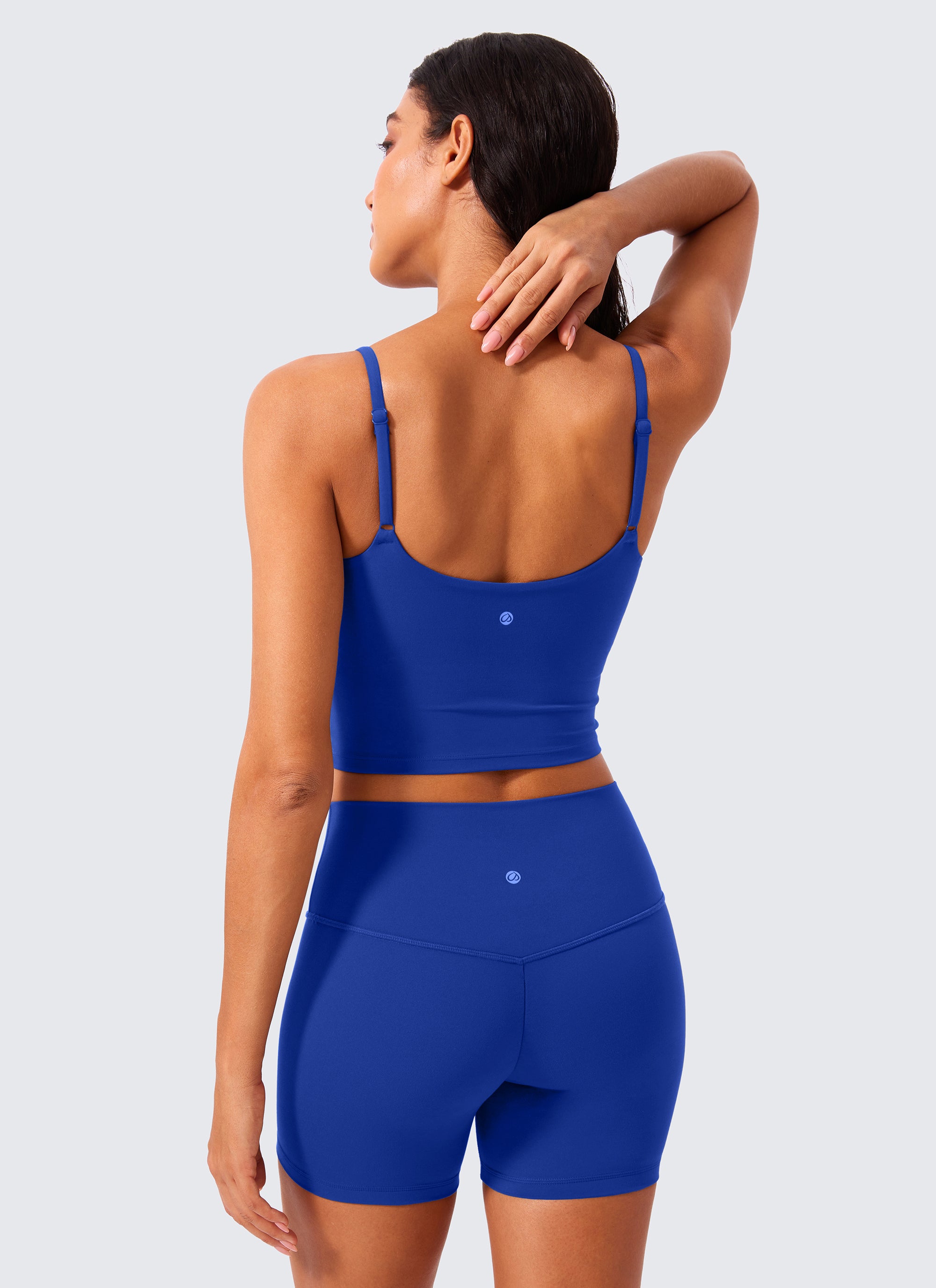 CRZ YOGA Pambabae Butterlift Scoop Neck U Back Yoga Longline Sports Bra Waves Blue