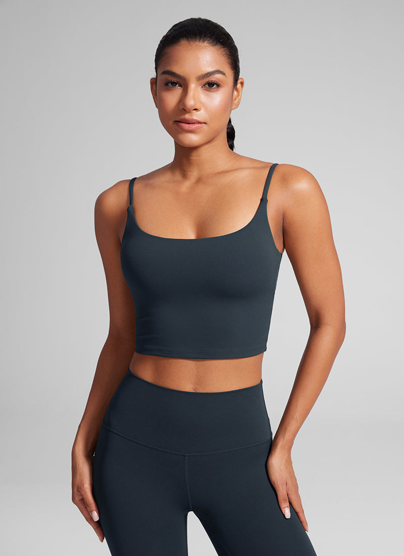 CRZ YOGA Pambabae Butterlift Scoop Neck U Back Yoga Longline Sports Bra True Navy