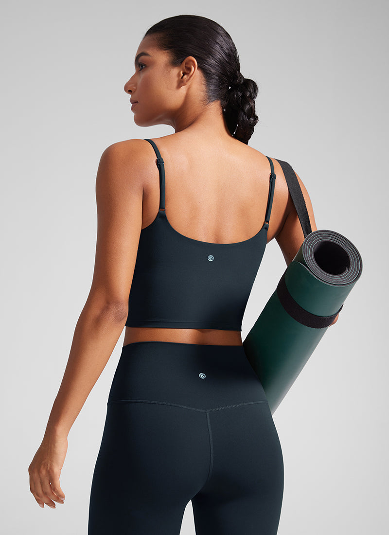 CRZ YOGA Pambabae Butterlift Scoop Neck U Back Yoga Longline Sports Bra True Navy