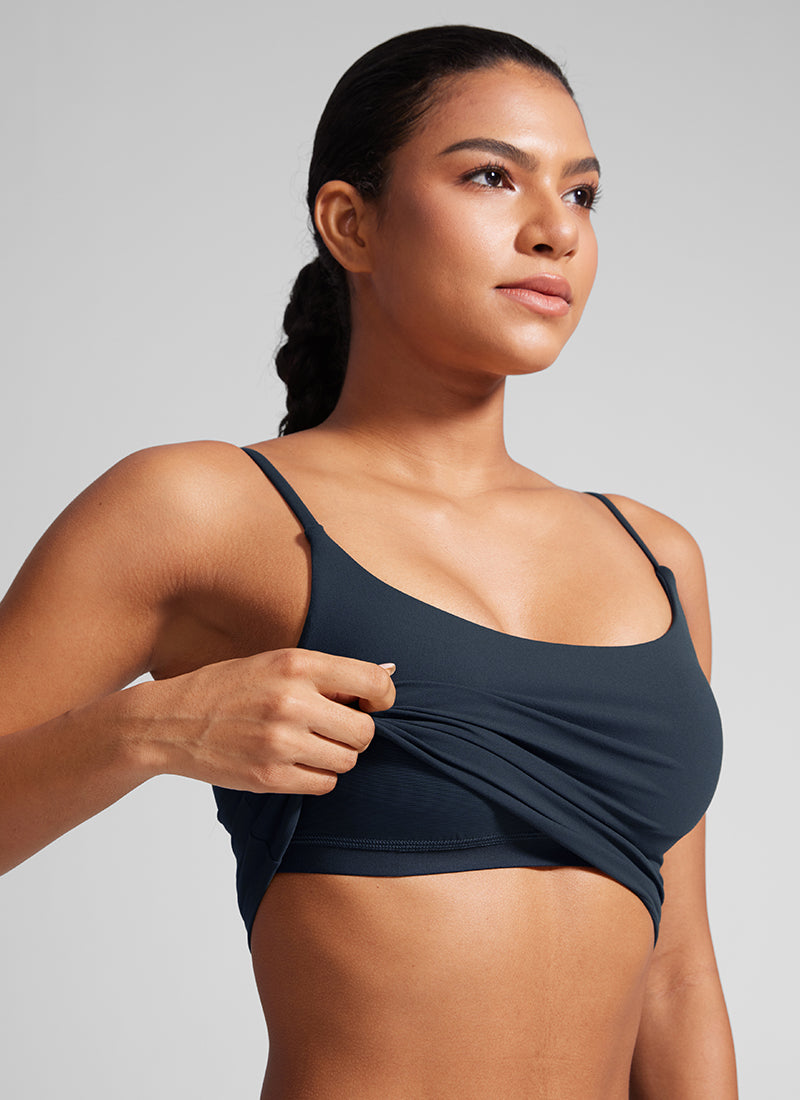 CRZ YOGA Pambabae Butterlift Scoop Neck U Back Yoga Longline Sports Bra True Navy