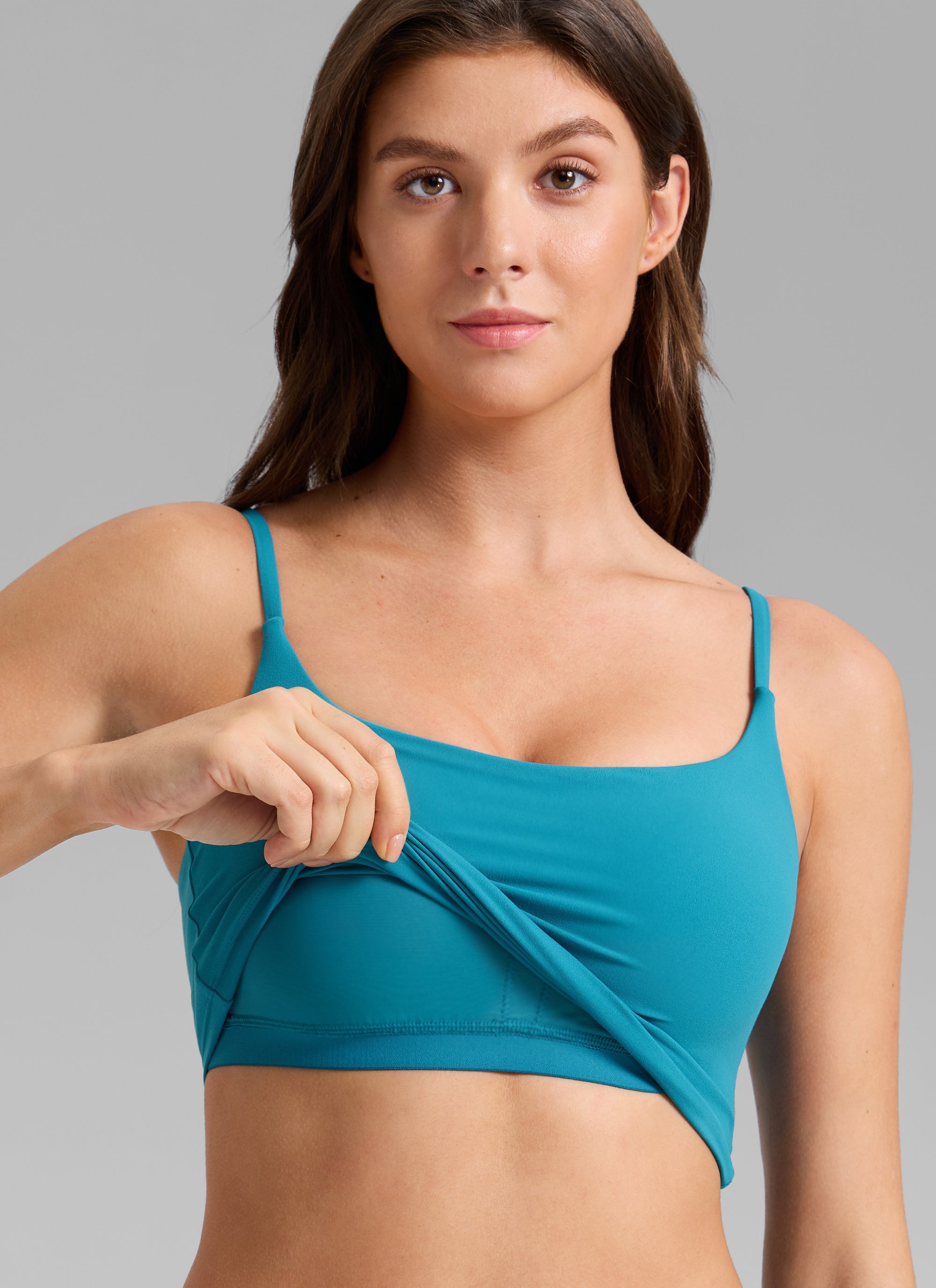 CRZ YOGA Pambabae Butterlift Scoop Neck U Back Yoga Longline Sports Bra Hawaiian Blue