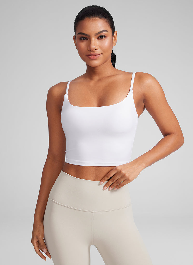 CRZ YOGA Pambabae Butterlift Scoop Neck U Back Yoga Longline Sports Bra Puti