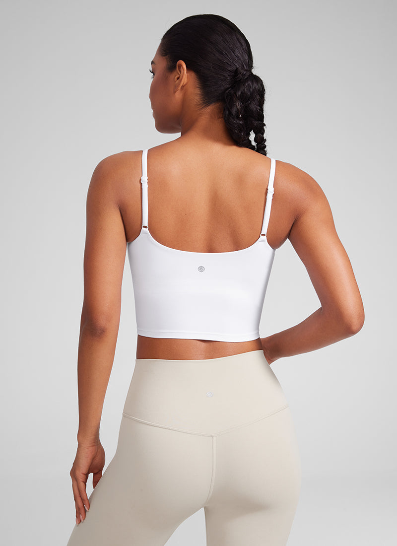 CRZ YOGA Pambabae Butterlift Scoop Neck U Back Yoga Longline Sports Bra Puti