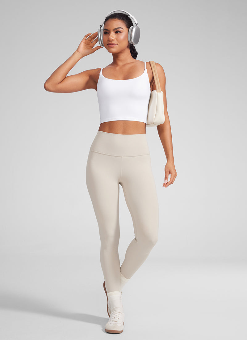 CRZ YOGA Pambabae Butterlift Scoop Neck U Back Yoga Longline Sports Bra Puti