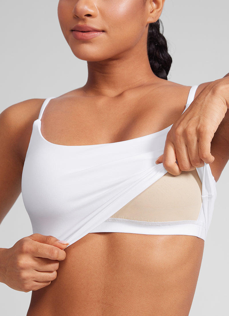 CRZ YOGA Pambabae Butterlift Scoop Neck U Back Yoga Longline Sports Bra Puti