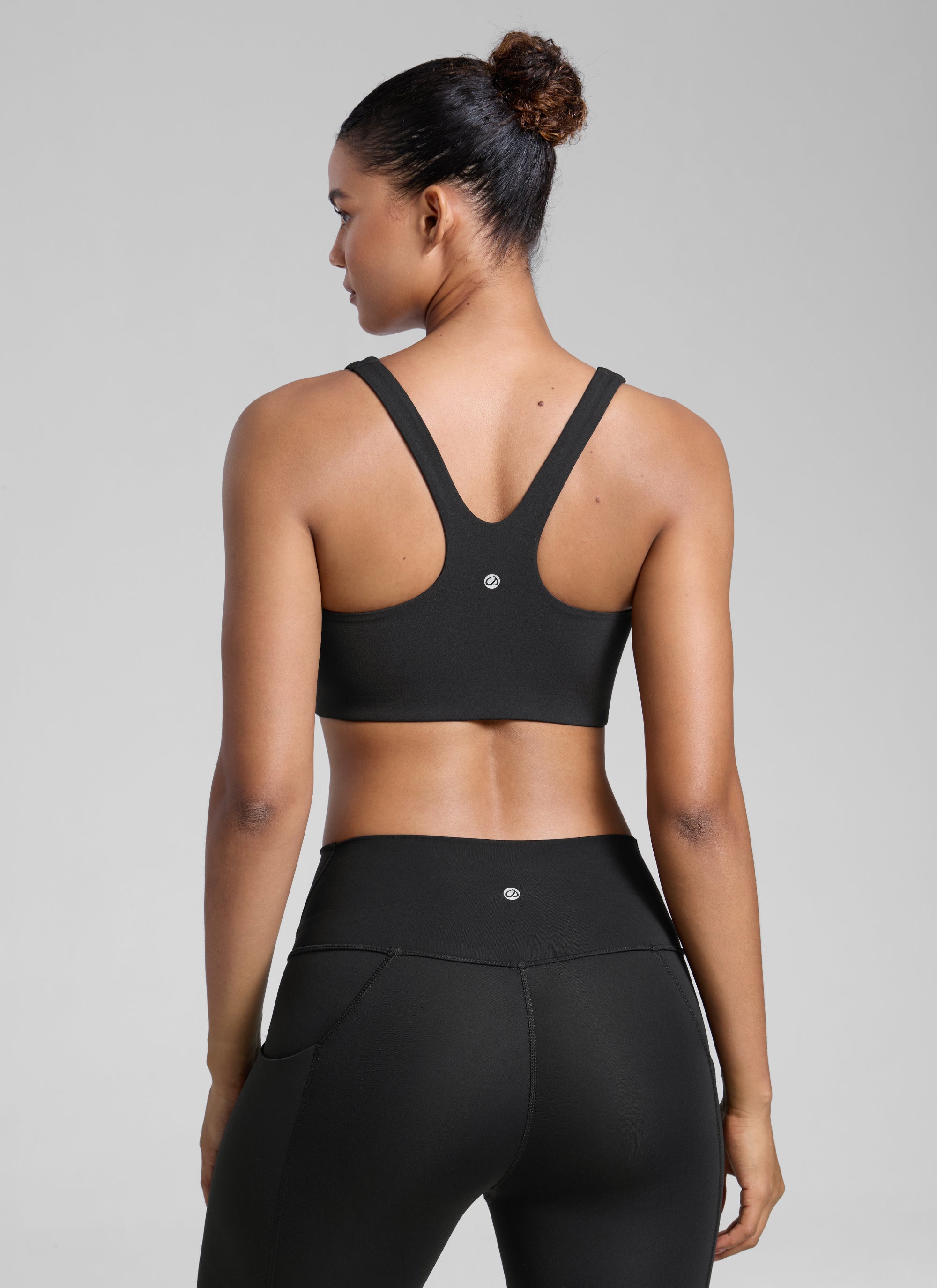CRZ YOGA Pambabae Butterlift Dobleng Linya ng Square Neck Yoga Sports Bra na Itim