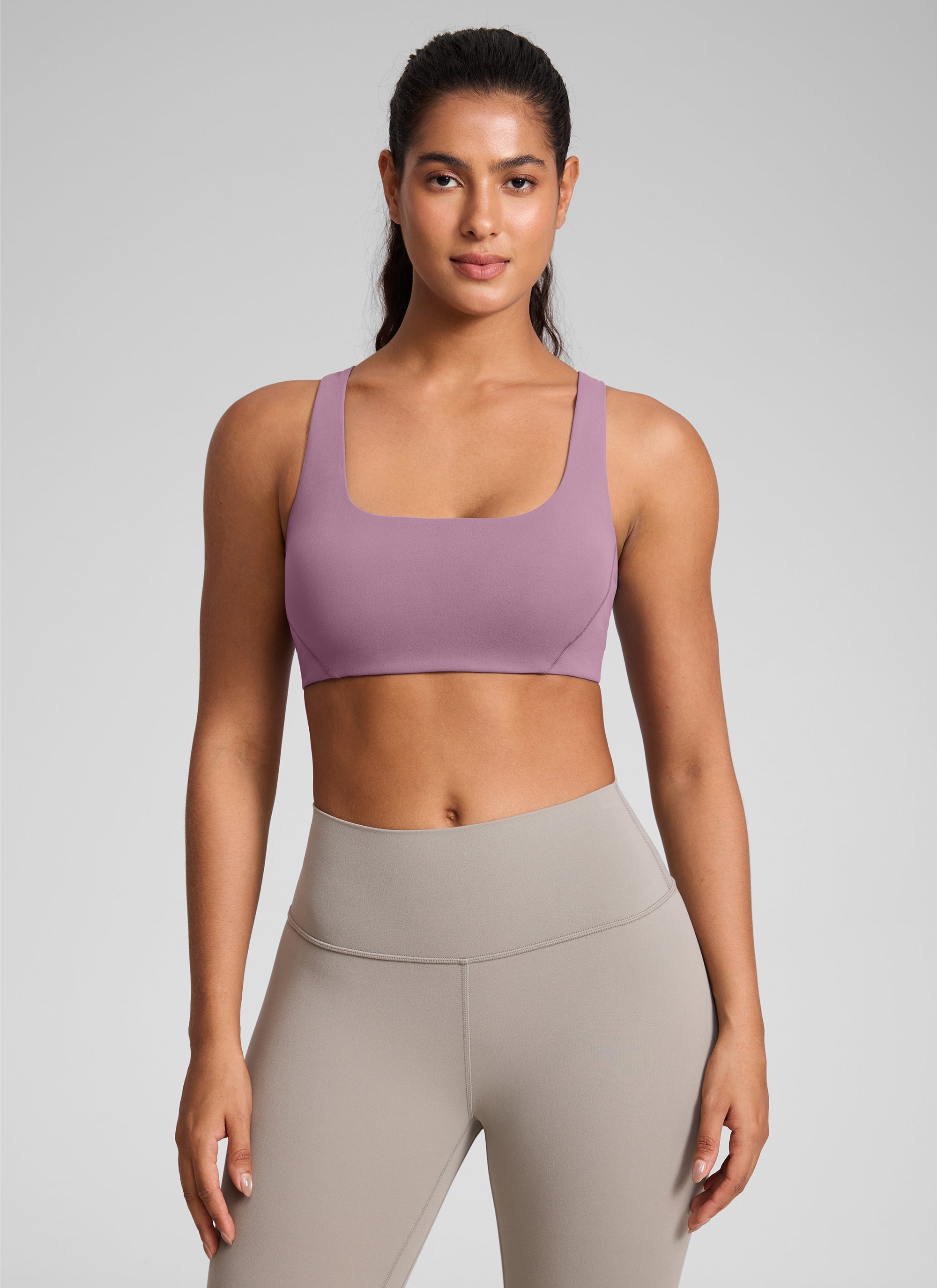 CRZ YOGA Pambabae Butterlift Dobleng Linya ng Square Neck Yoga Sports Bra na Magaan na Lavender