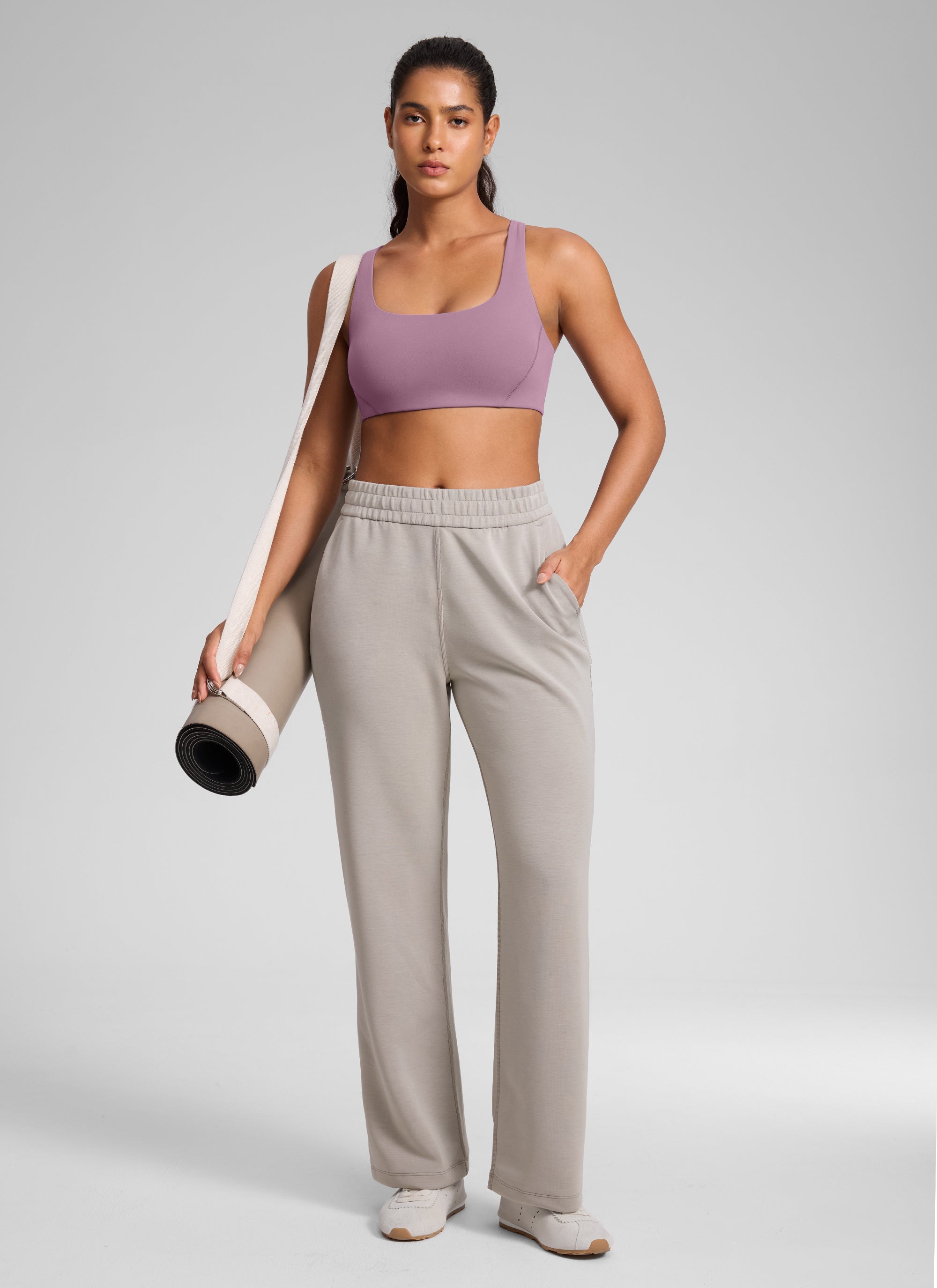 CRZ YOGA Pambabae Butterlift Dobleng Linya ng Square Neck Yoga Sports Bra na Magaan na Lavender