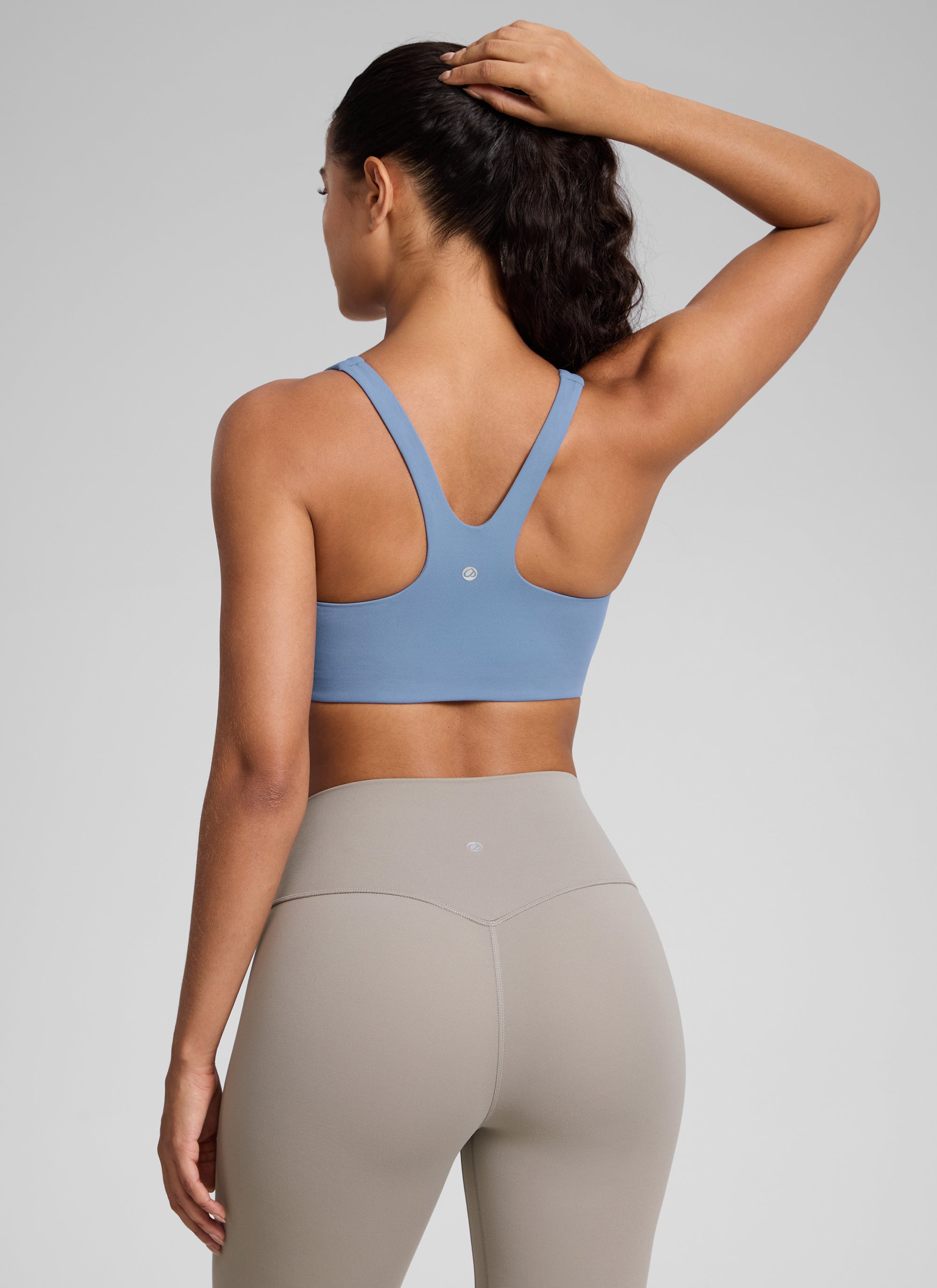 CRZ YOGA Pambabae Butterlift Dobleng Linya ng Square Neck Yoga Sports Bra na Hinugasan ng Denim