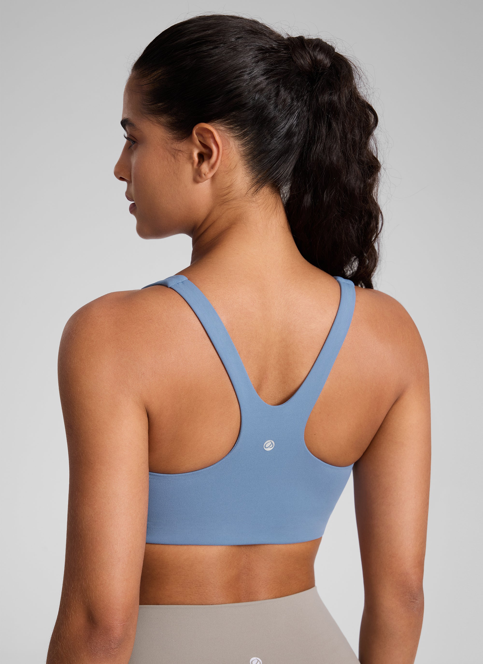 CRZ YOGA Pambabae Butterlift Dobleng Linya ng Square Neck Yoga Sports Bra na Hinugasan ng Denim