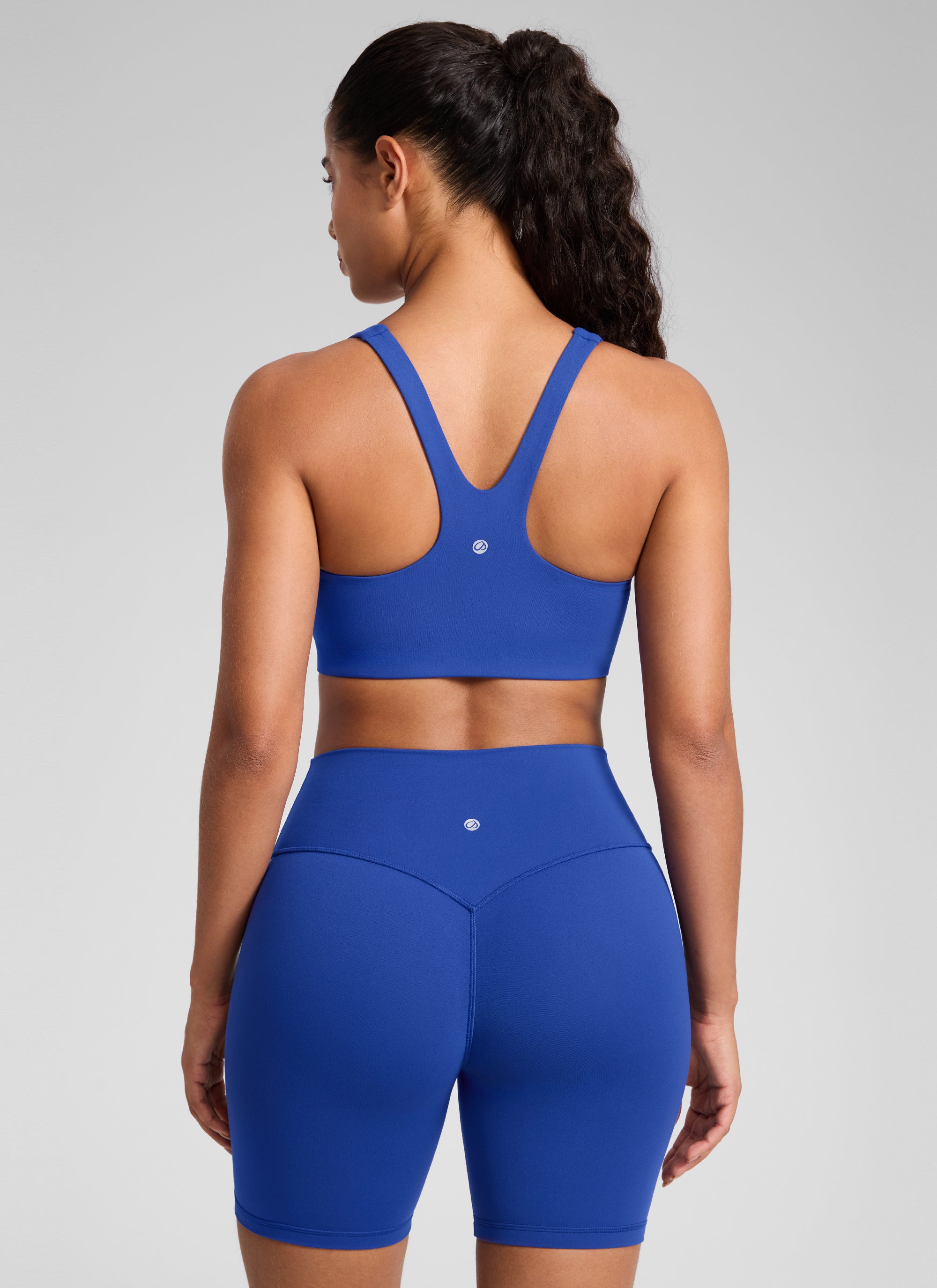 CRZ YOGA Pambabae Butterlift Dobleng Linya ng Square Neck Yoga Sports Bra na may Waves Blue